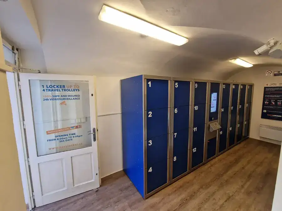 EasyLocker main locker room with 24 smart lockers, Prague